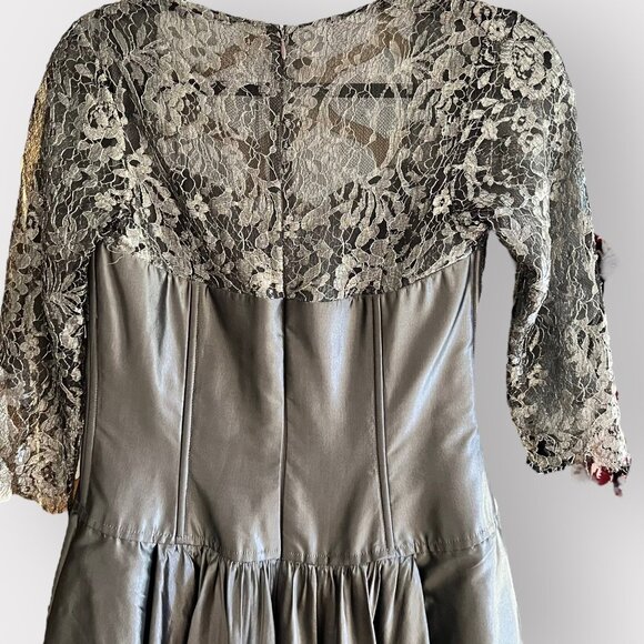 MoB Evening Gown Rickie Freeman Teri Jon Size 10 Lace & Organza Metallic Dress - Picture 9 of 12